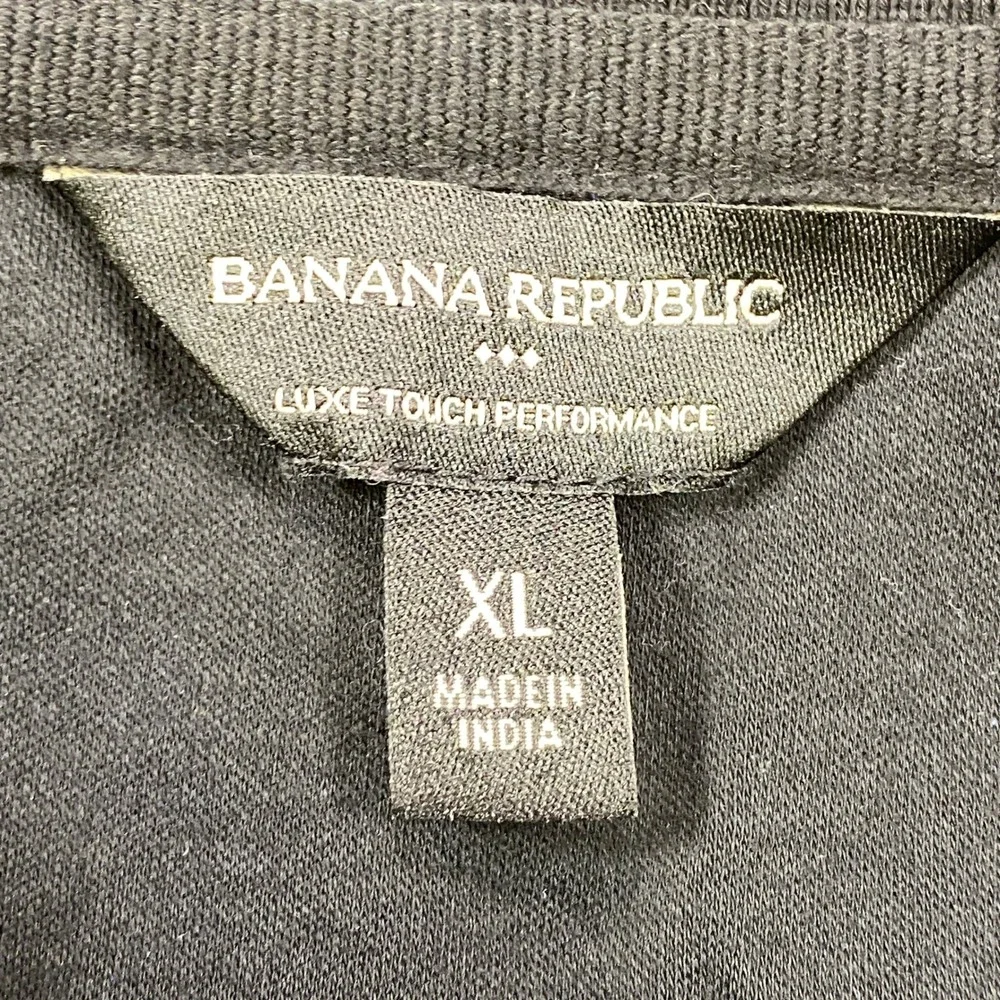 Banana Republic Polo Mens XL Luxe Touch Geometric Print Black Classic Shirt